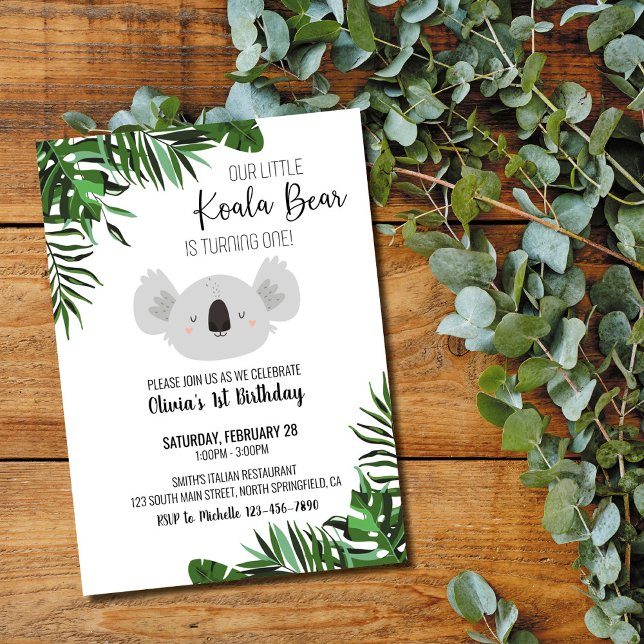 Invitation pour le premier anniversaire de Koala B (Créateur téléchargé)