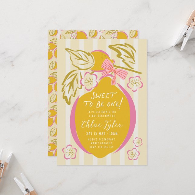 Invitation pour le premier anniversaire de la chèr (Devant/Arrière en situation)