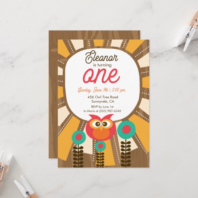 Invitation pour le premier anniversaire de la chou (Devant/Arrière en situation)