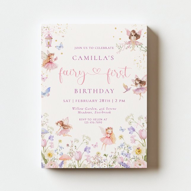 Invitation pour le premier anniversaire de la fée  (Créateur téléchargé)