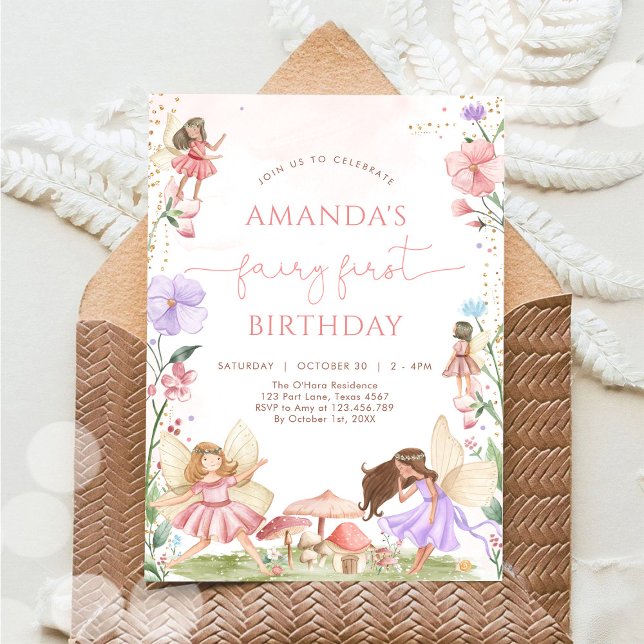 Invitation pour le premier anniversaire de la fée  (Créateur téléchargé)