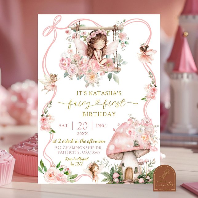 Invitation pour le premier anniversaire de la fée  (Créateur téléchargé)