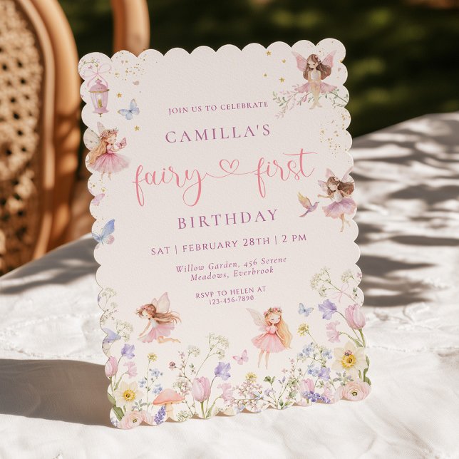 Invitation pour le premier anniversaire de la fée  (Créateur téléchargé)