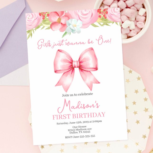 Invitation pour le premier anniversaire de la fill (Créateur téléchargé)
