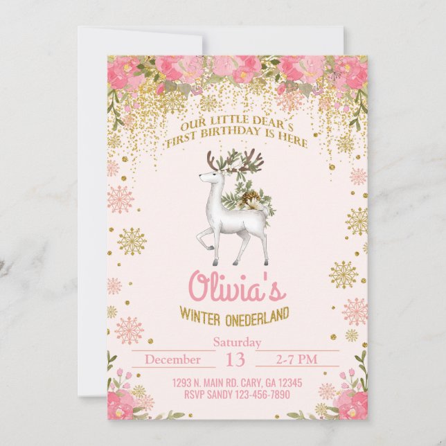 Invitation pour le premier anniversaire de la fill (Devant)
