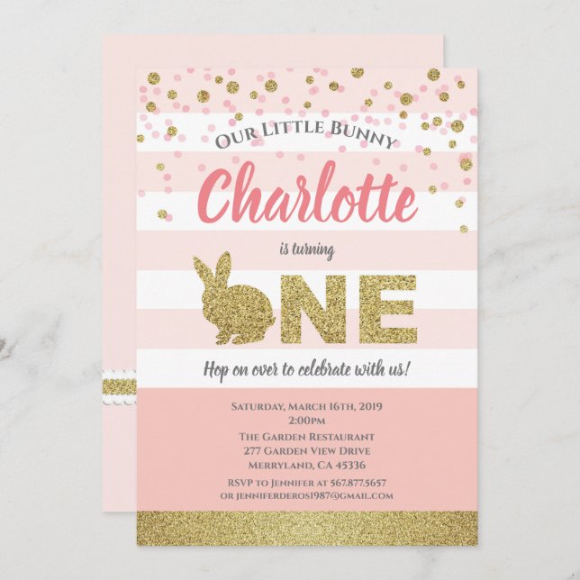 Invitation pour le premier anniversaire de la peti (Devant / Derrière)