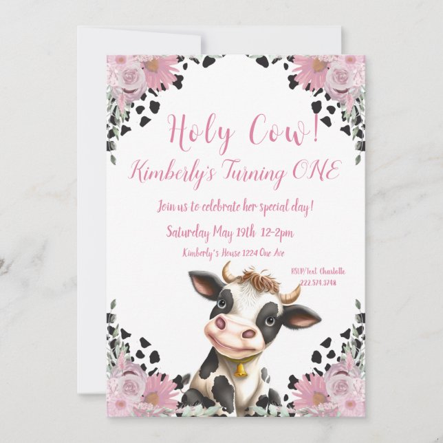 Invitation pour le premier anniversaire de la vach (Devant)