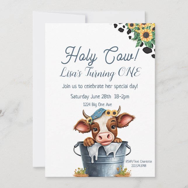 Invitation pour le premier anniversaire de la vach (Devant)