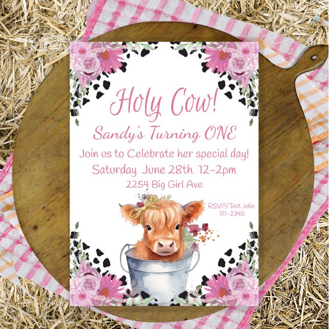 Invitation pour le premier anniversaire de la vach (Créateur téléchargé)