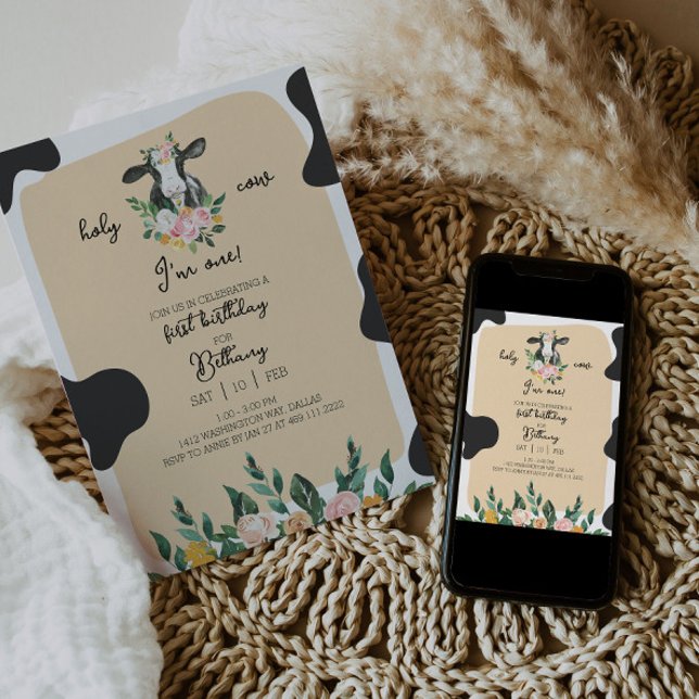 Invitation pour le premier anniversaire de la vach (Créateur téléchargé)