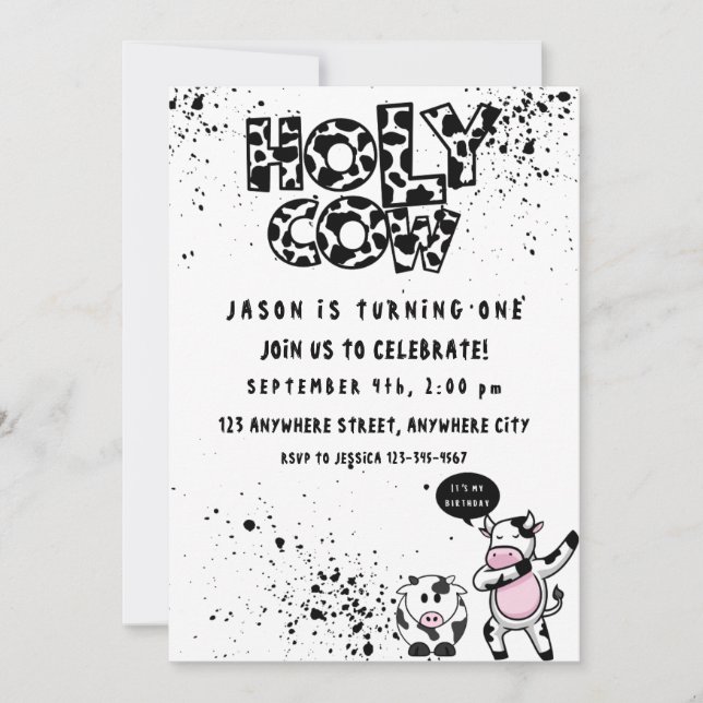 Invitation pour le premier anniversaire de la vach (Devant)