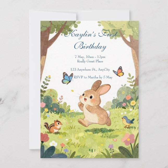Invitation pour le premier anniversaire de Lapin M (Devant)
