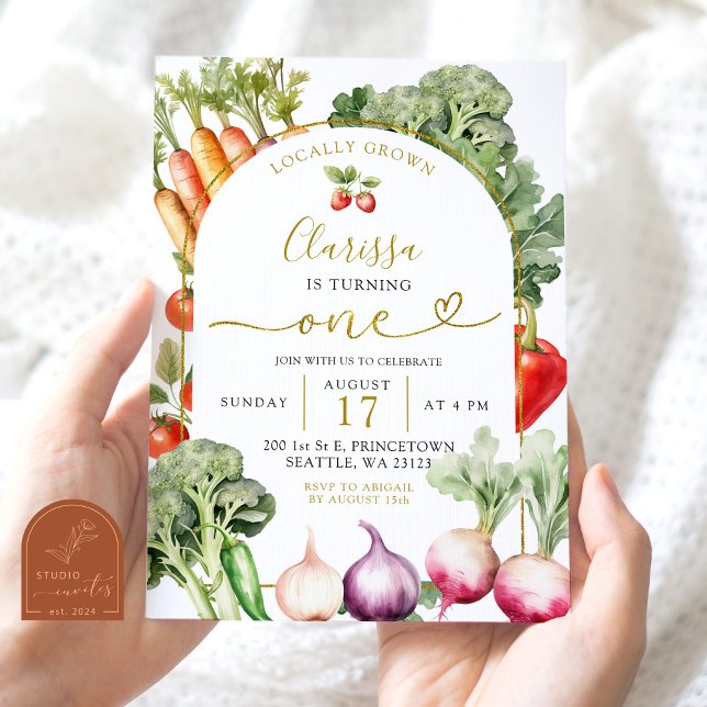 Invitation pour le premier anniversaire de légumes (Créateur téléchargé)