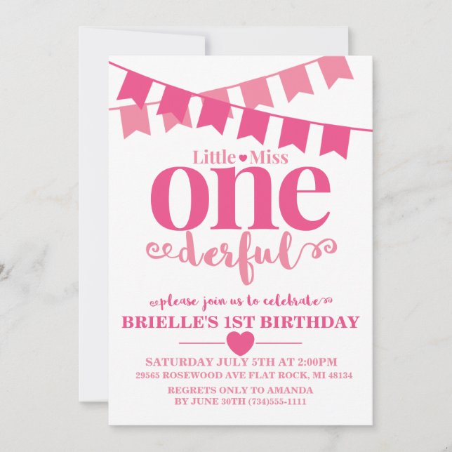 Invitation pour le premier anniversaire de Little  (Devant)