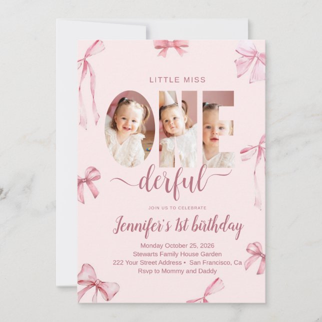 Invitation pour le premier anniversaire de Little  (Devant)