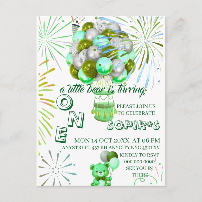 Invitation pour le premier anniversaire de Little  (Devant)