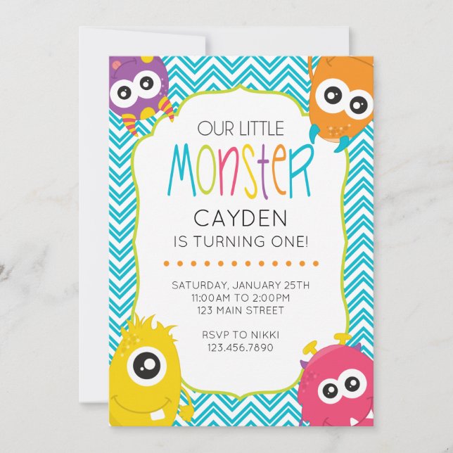 Invitation pour le premier anniversaire de Little  (Devant)