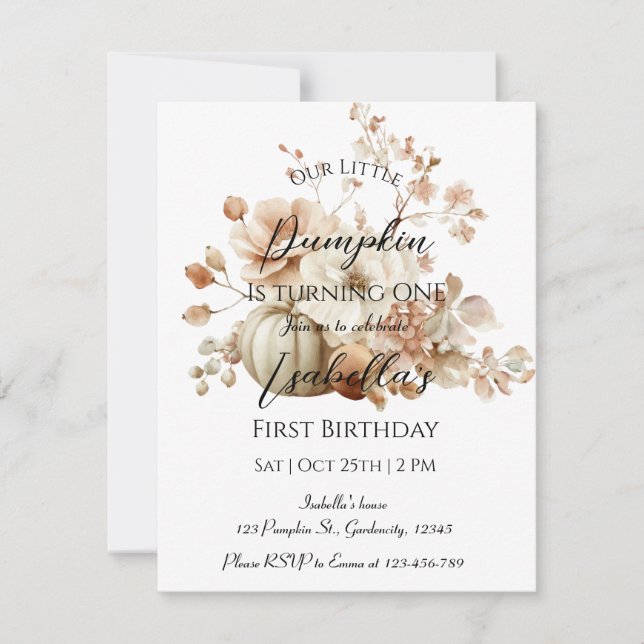 Invitation pour le premier anniversaire de Little  (Devant)