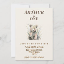 Invitation pour le premier anniversaire de l'ours
