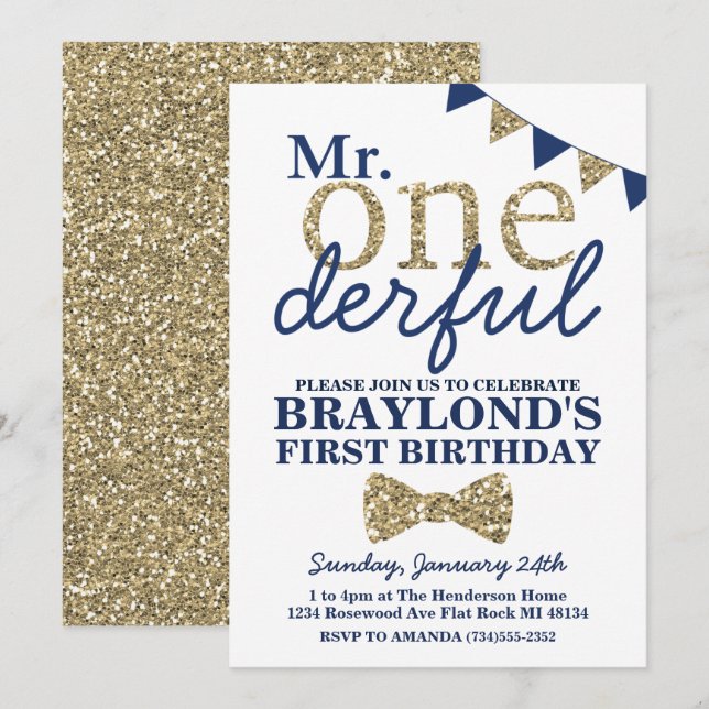 Invitation pour le premier anniversaire de M. Oned (Devant / Derrière)