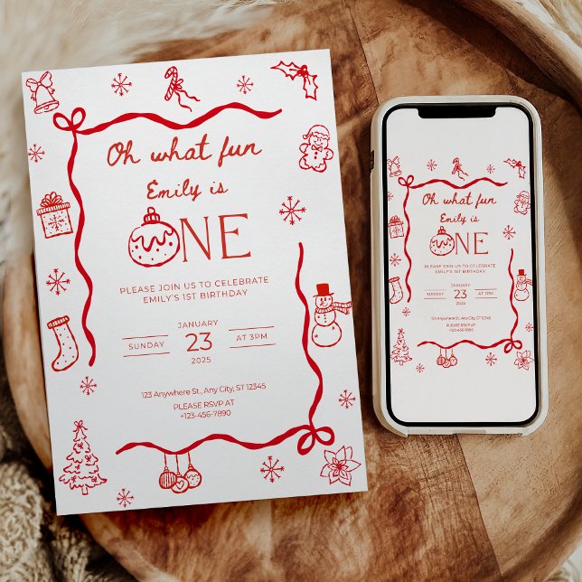 Invitation pour le premier anniversaire de Noël Co (Créateur téléchargé)