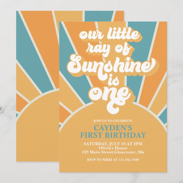 Invitation pour le premier anniversaire de notre p (Devant / Derrière)