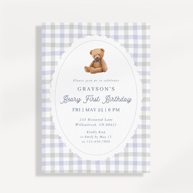 Invitation pour le premier anniversaire de nounour (Créateur téléchargé)