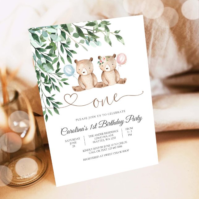 Invitation pour le premier anniversaire de Nounour (Créateur téléchargé)