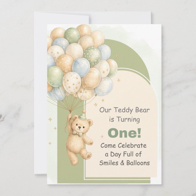 Invitation pour le premier anniversaire de Nounour (Devant)
