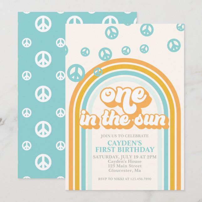 Invitation pour le premier anniversaire de One in  (Devant / Derrière)