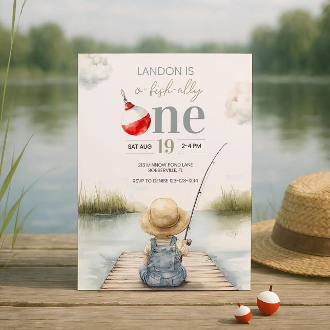 Invitation pour le premier anniversaire de pêche « (Créateur téléchargé)