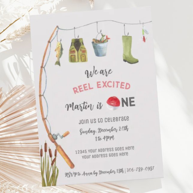 Invitation pour le premier anniversaire de pêche R (Créateur téléchargé)