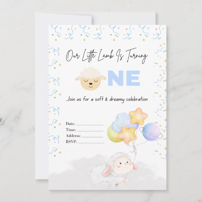 Invitation pour le premier anniversaire de Petit A (Devant)