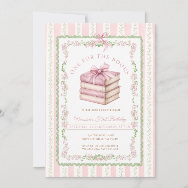 Invitation pour le premier anniversaire de Pink an (Devant)