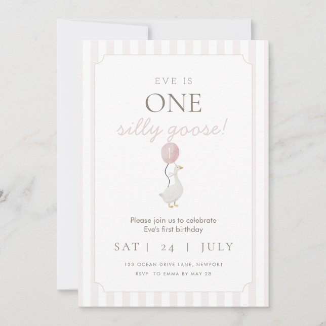 Invitation pour le premier anniversaire de Pink Si (Devant)