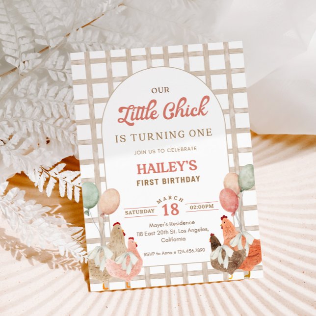 Invitation pour le premier anniversaire de poulet (Créateur téléchargé)