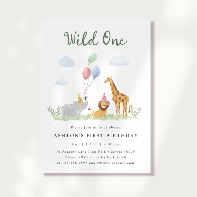 Invitation pour le premier anniversaire de Safari  (Créateur téléchargé)