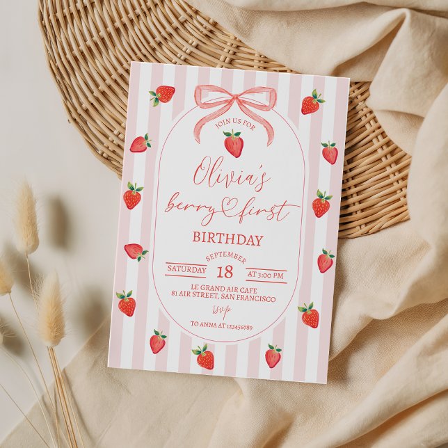 Invitation pour le premier anniversaire de Strawbe (Créateur téléchargé)