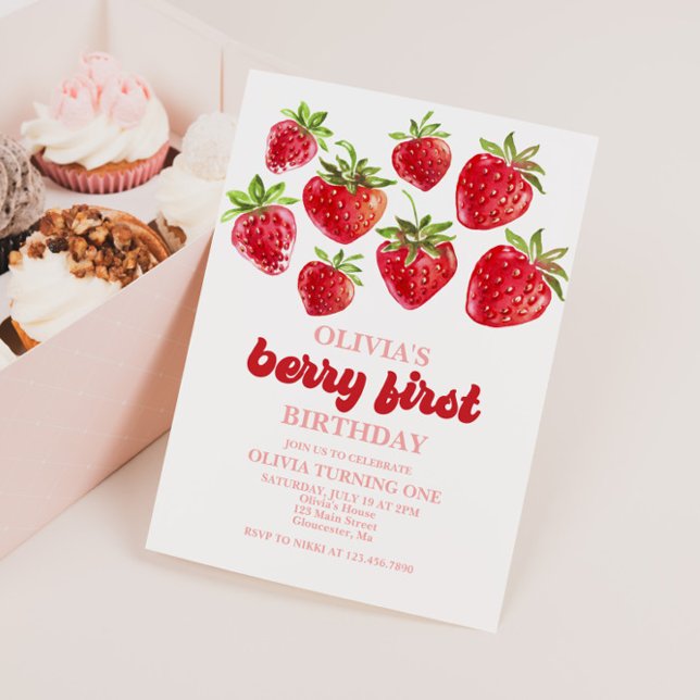 Invitation pour le premier anniversaire de Strawbe (Créateur téléchargé)