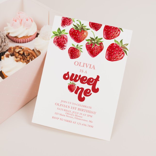 Invitation pour le premier anniversaire de Strawbe (Créateur téléchargé)