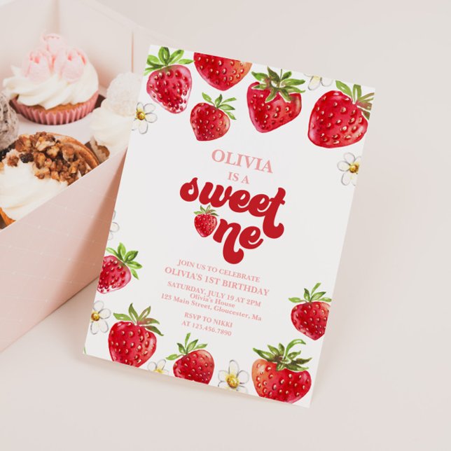 Invitation pour le premier anniversaire de Strawbe (Créateur téléchargé)