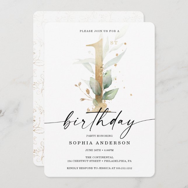 Invitation pour le premier anniversaire de Waterco (Devant / Derrière)