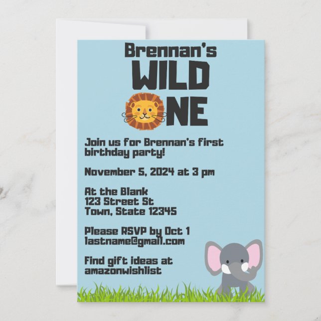 Invitation pour le premier anniversaire de WILD ON (Devant)