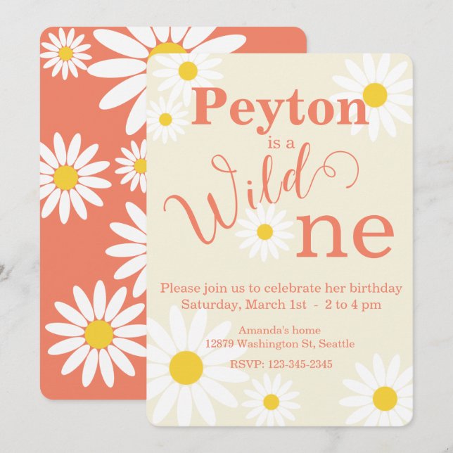 Invitation pour le premier anniversaire de Wild On (Devant / Derrière)