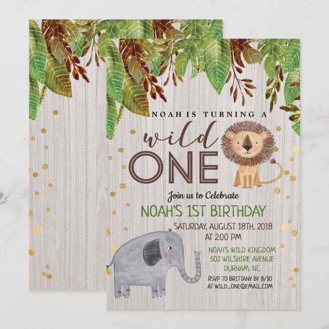 Invitation pour le premier anniversaire de Wild ON (Devant / Derrière)