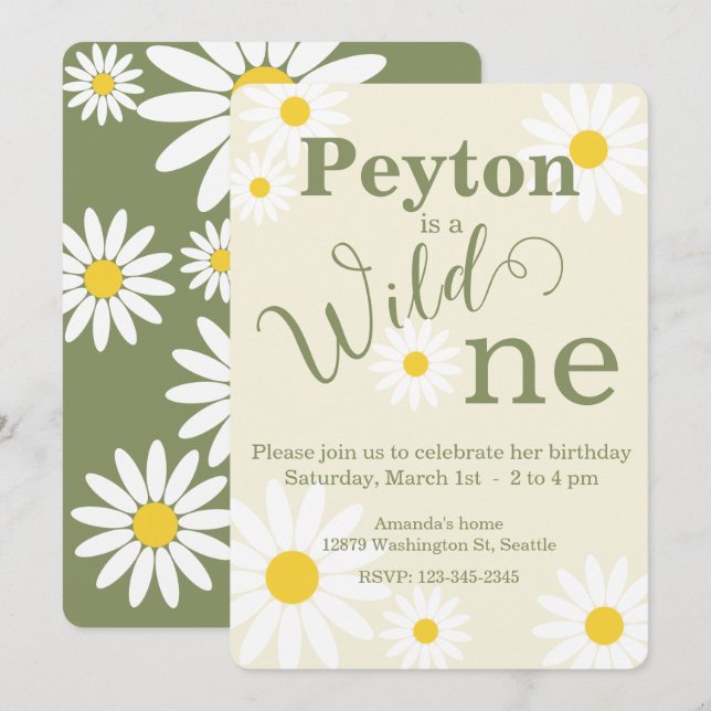 Invitation pour le premier anniversaire de Wild On (Devant / Derrière)