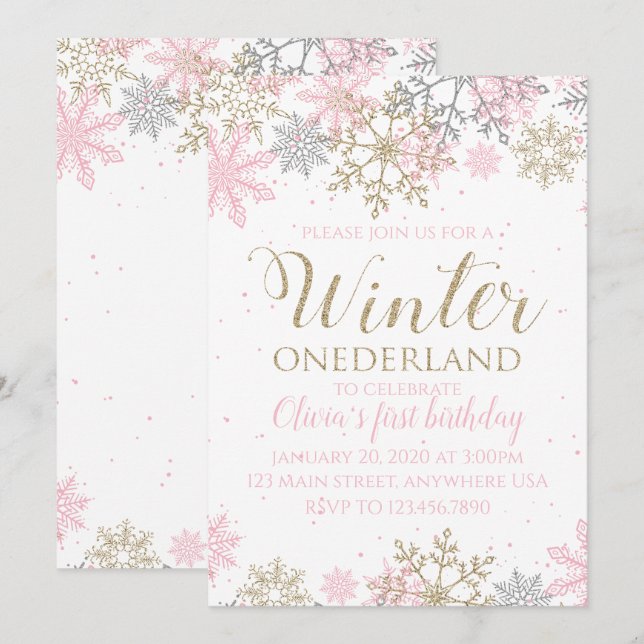 Invitation pour le premier anniversaire de Winter  (Devant / Derrière)