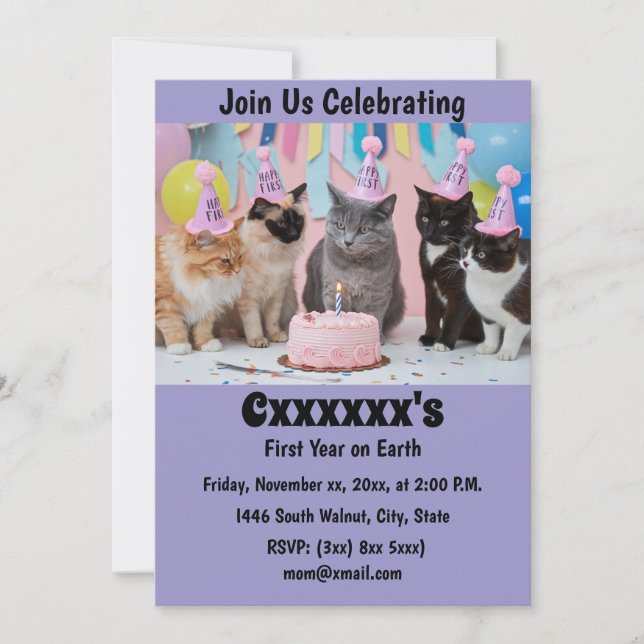 Invitation pour le premier anniversaire du bébé (Devant)