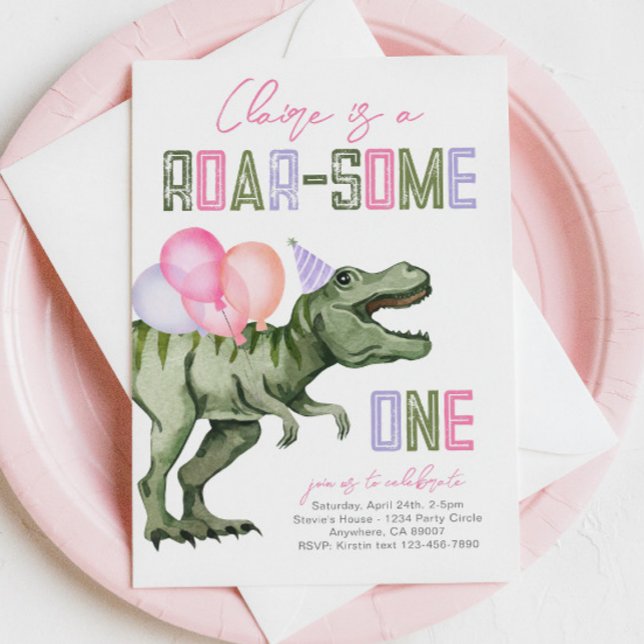 Invitation pour le premier anniversaire du dinosau (Créateur téléchargé)