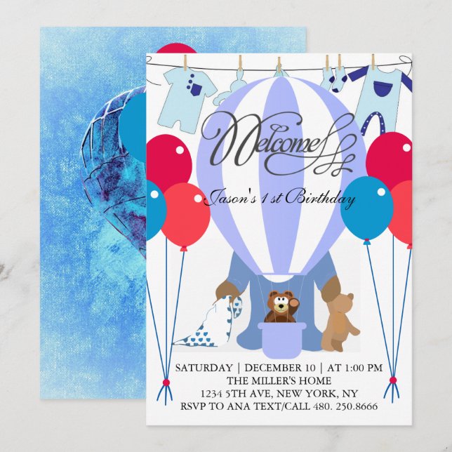 Invitation pour le premier anniversaire du monde d (Devant / Derrière)